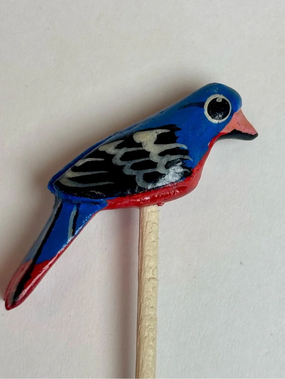 Hand-Painted Wooden Parrot Cocktail Picks with Bamboo Holder Set of 12 Tropical